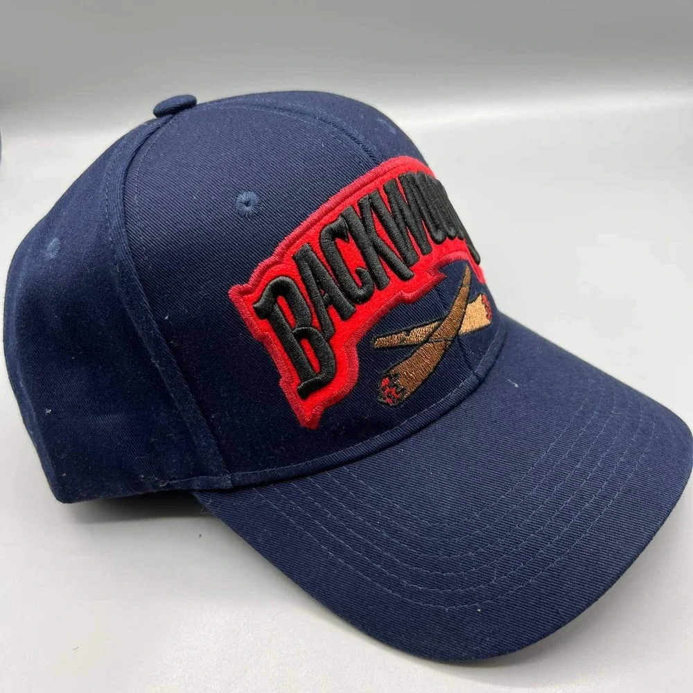 Backwoods Hat‎ Men Navy Blue Red Embroidered Snap Back Cap